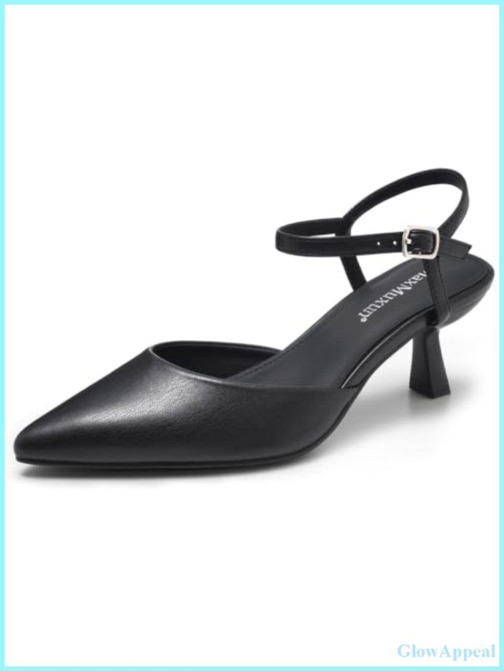 Women's Pointed Toe Kitten Heel Pumps with Ankle Strap